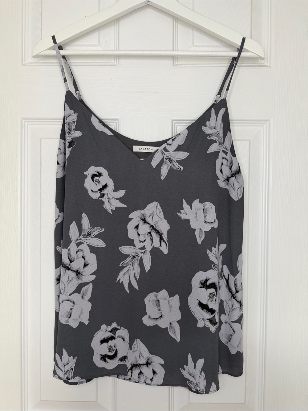 Babaton Charcoal & White Floral V-Neck Cami